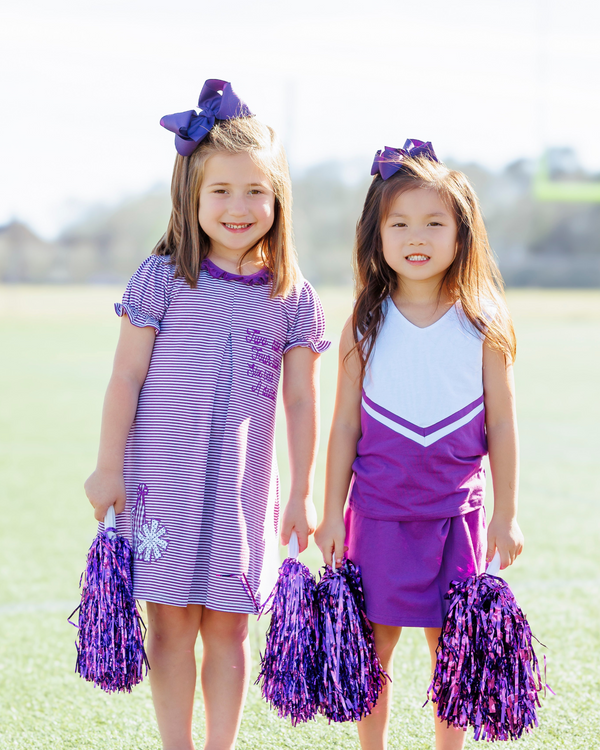 Stand Up and Holler Pleat Dress- Purple Stripe
