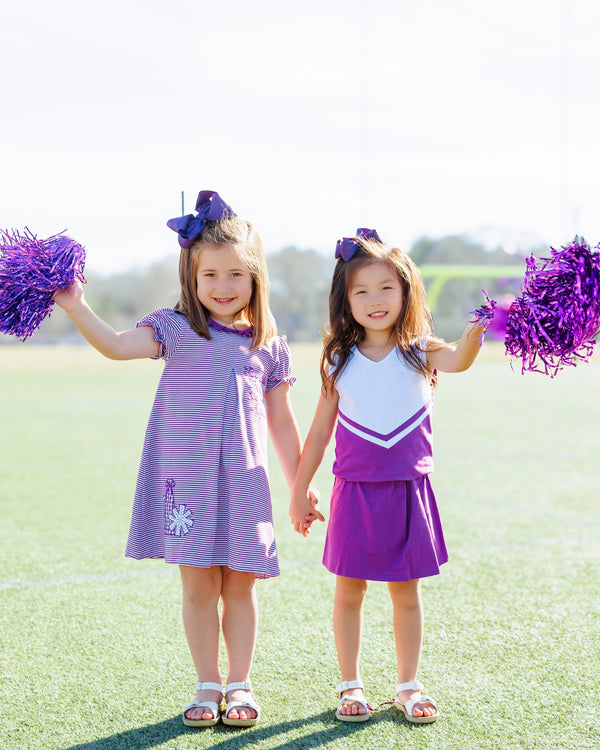 Stand Up and Holler Pleat Dress- Purple Stripe