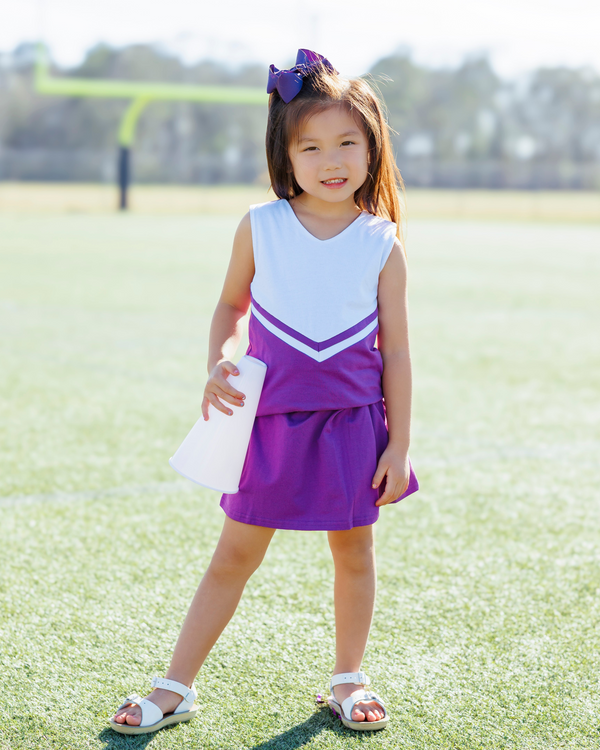Cheer Uniform Skort Set- Purple/White