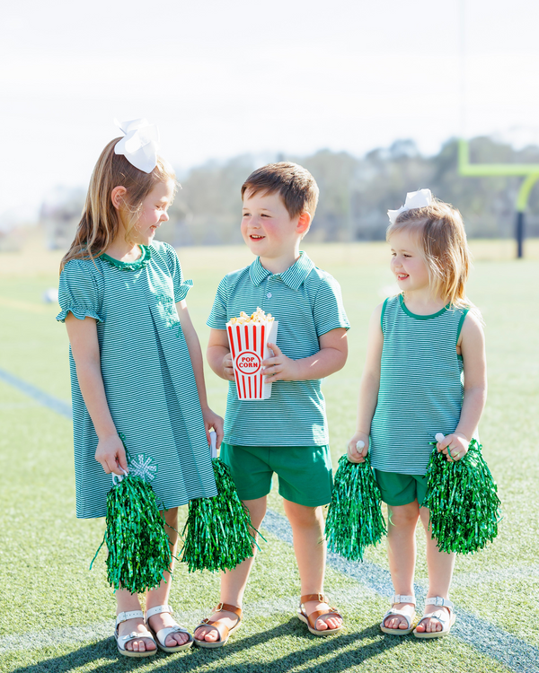 We've Got Spirit Bow Back Short Set- Green Stripe