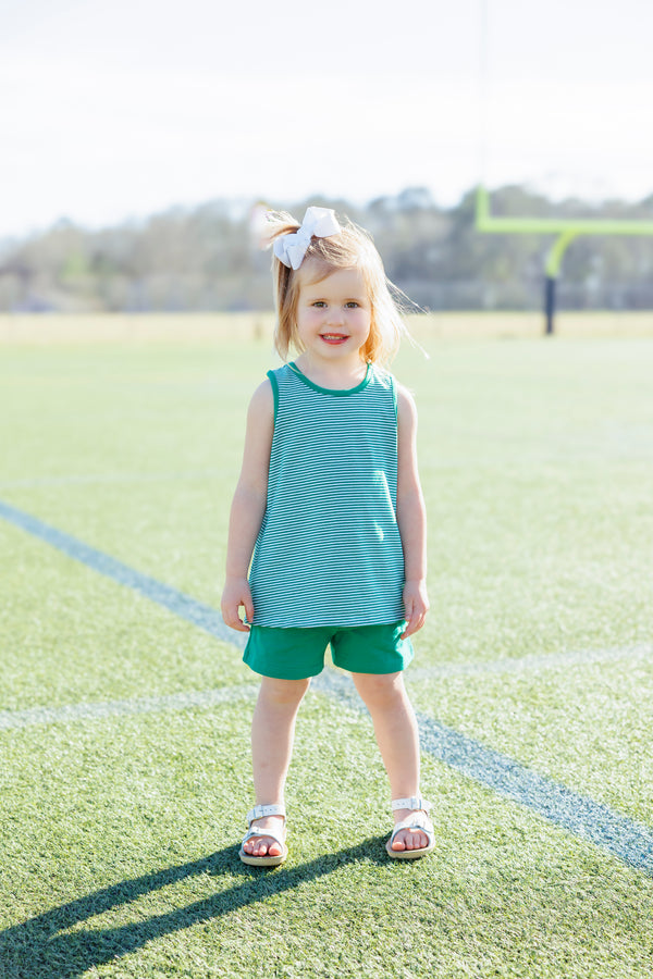 We've Got Spirit Bow Back Short Set- Green Stripe