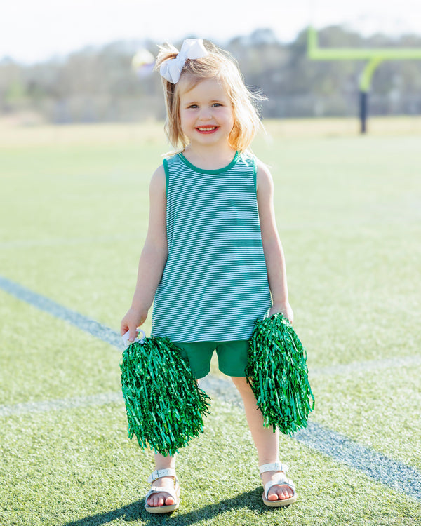 We've Got Spirit Bow Back Short Set- Green Stripe