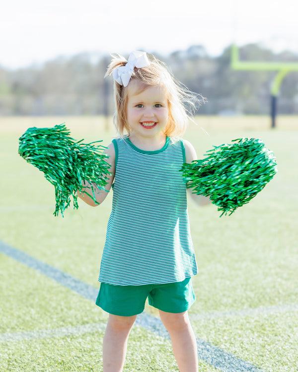 We've Got Spirit Bow Back Short Set- Green Stripe