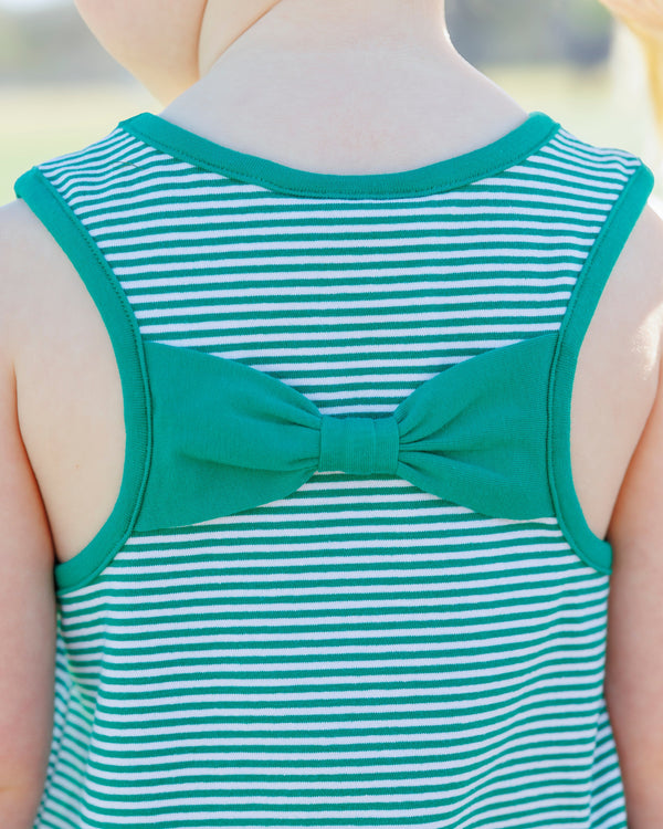 We've Got Spirit Bow Back Short Set- Green Stripe