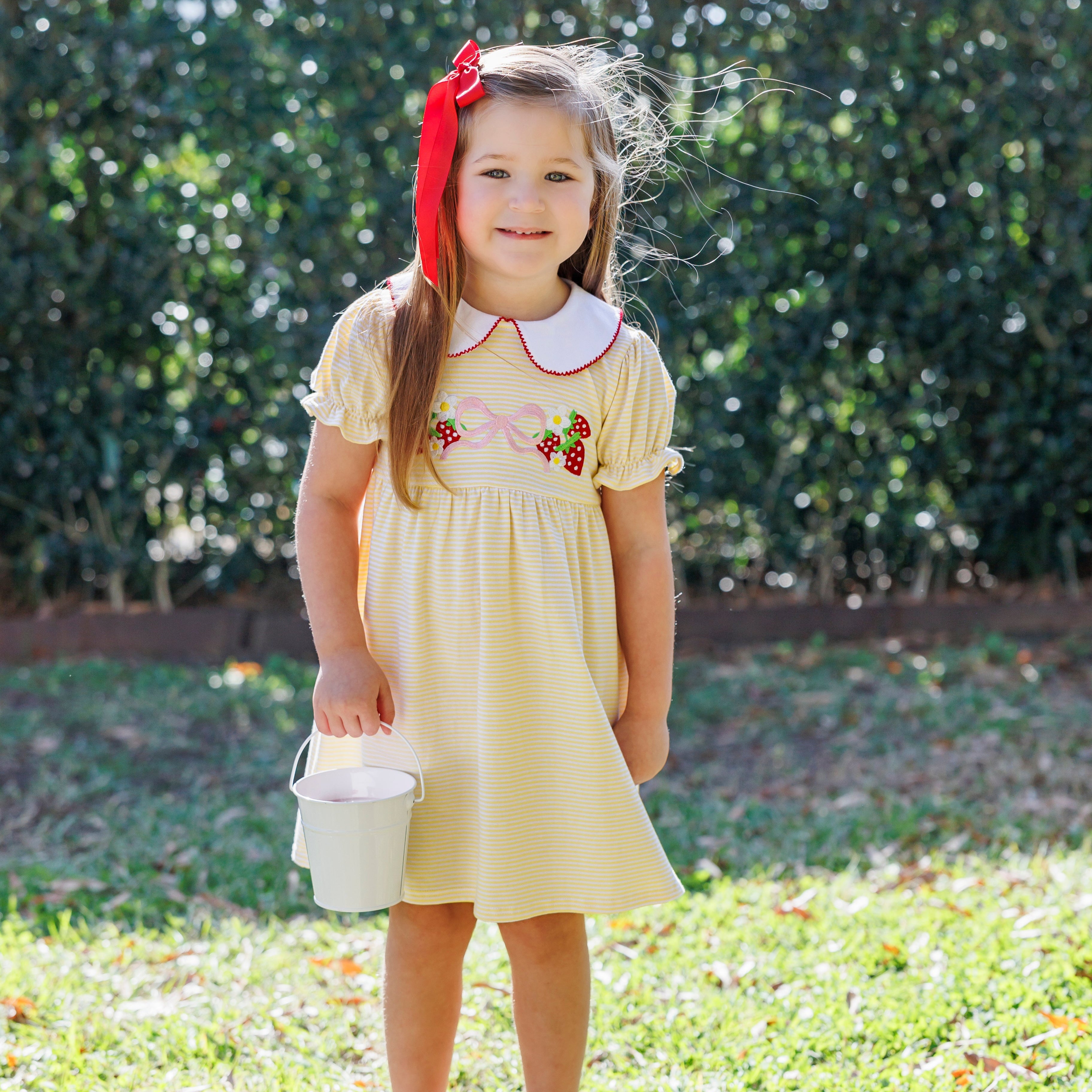 Strawberry And Bow Charlotte Dress – Smock Candy
