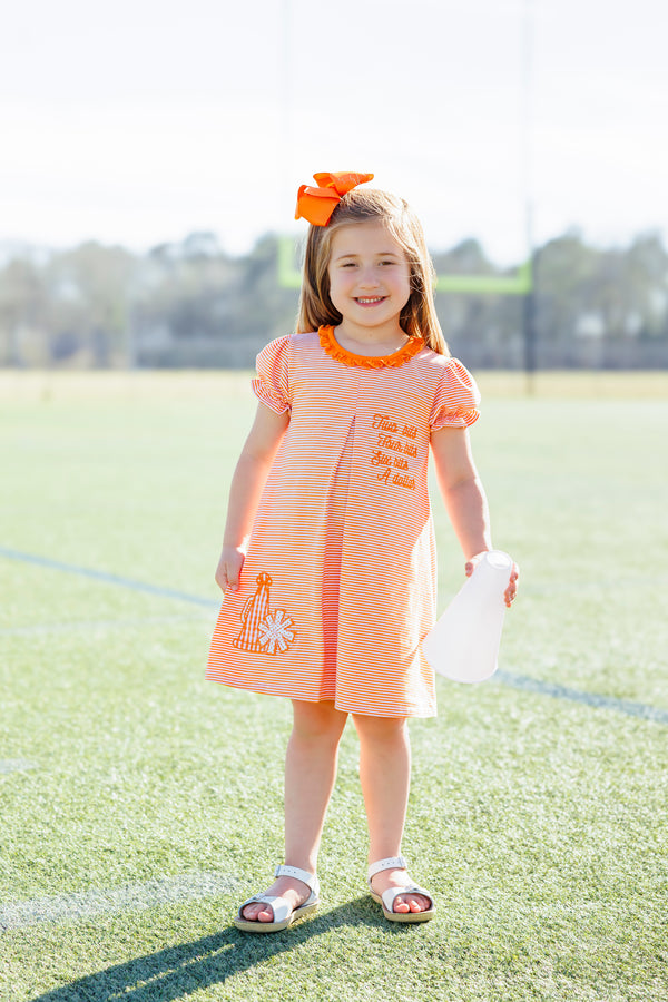 Stand Up and Holler Pleat Dress- Orange Stripe