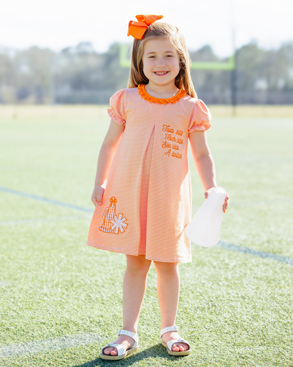 Stand Up and Holler Pleat Dress- Orange Stripe