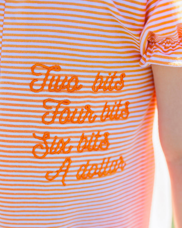 Stand Up and Holler Pleat Dress- Orange Stripe