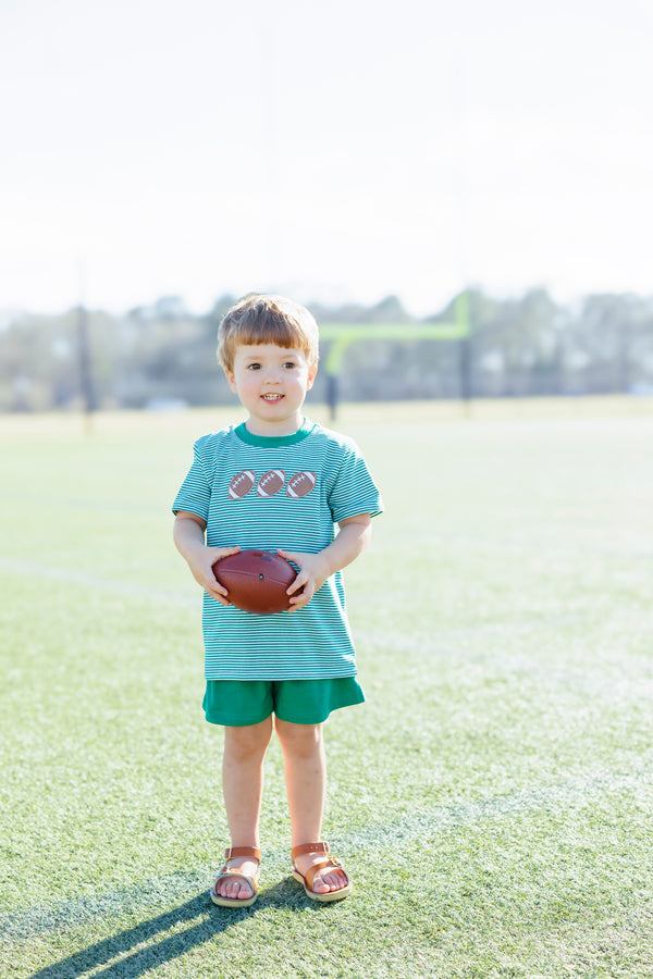 Football Trio Shirt- Green Stripe