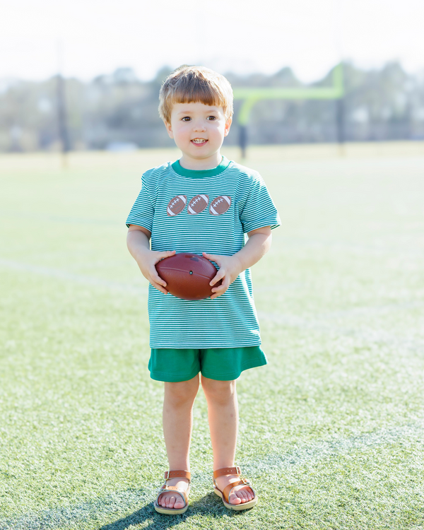Football Trio Shirt- Green Stripe