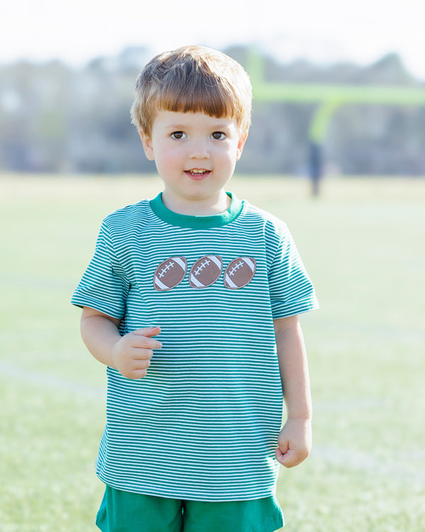 Football Trio Shirt- Green Stripe