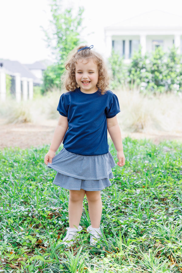 Landry Puff Sleeve Top- Navy