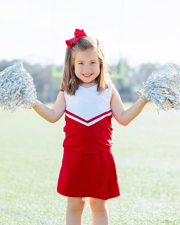 Cheer Uniform Skort Set- Red/White