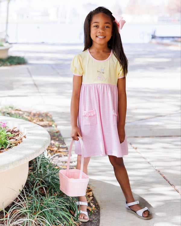 Hoppin' Down The Bunny Trail Ruffle Pocket Dress