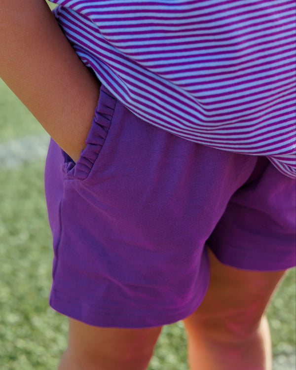 We've Got Spirit Bow Back Short Set- Purple Stripe