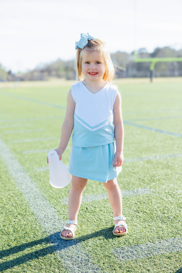 Cheer Uniform Skort Set- Light Blue/White