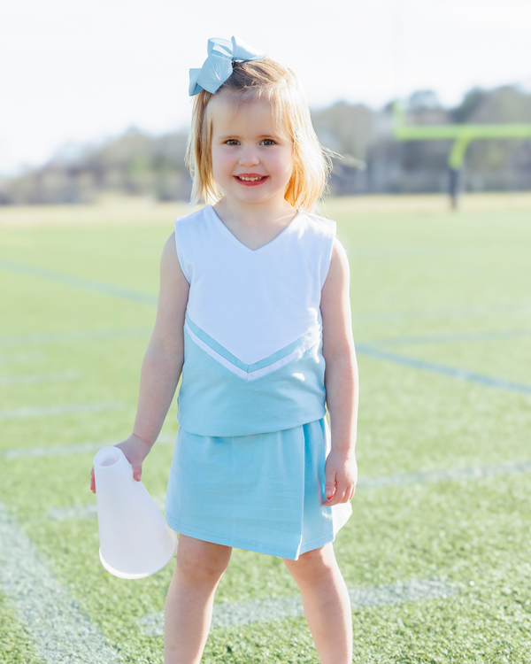 Cheer Uniform Skort Set- Light Blue/White