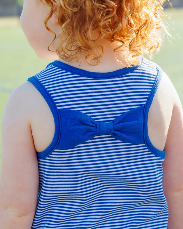 We've Got Spirit Bow Back Short Set- Royal Blue Stripe