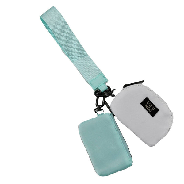 Mint/White Lulu Mac Double Pouch Wristlets