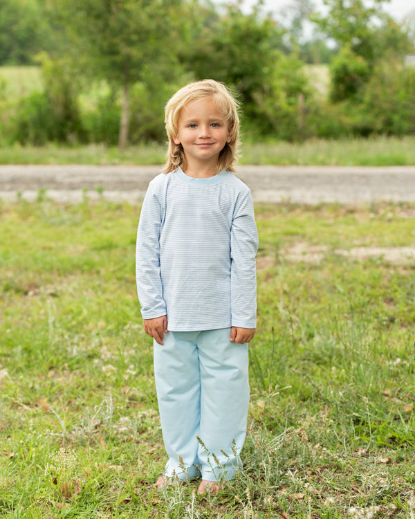 James Long Sleeve Shirt- Light Blue Stripe