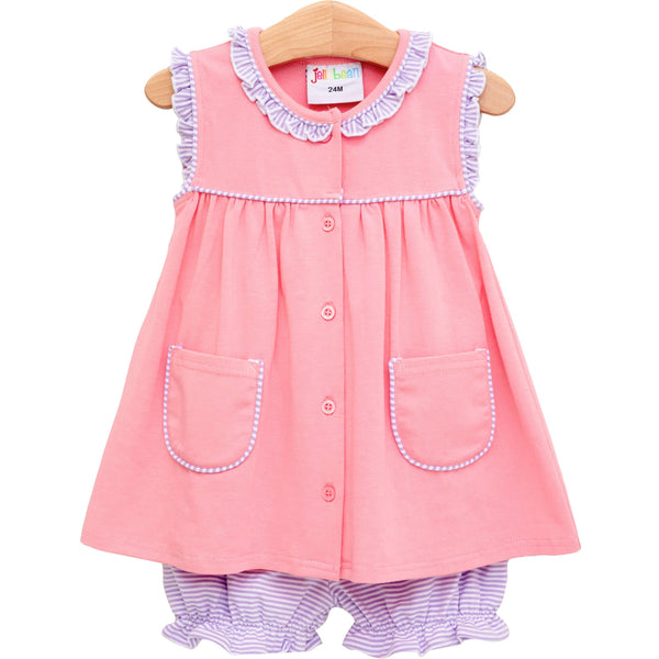 Harper Bloomer Set - Pink and Purple Stripe