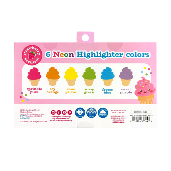 Sweet Scoops Neon Highlighters- Strawberry Scented