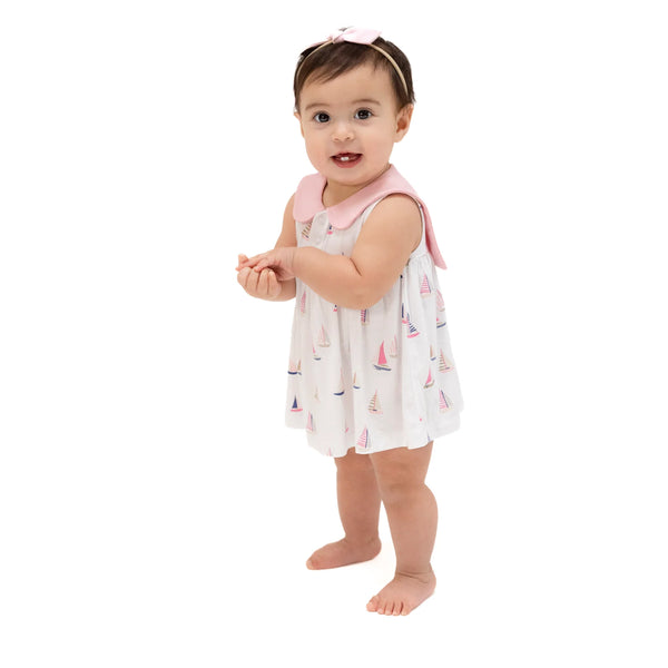 Sailboats Pink Sailor Bodysuit Dress