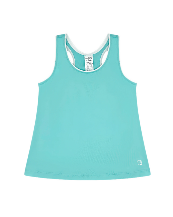 Riley Tank- Totally Turquoise, Pure Coconut
