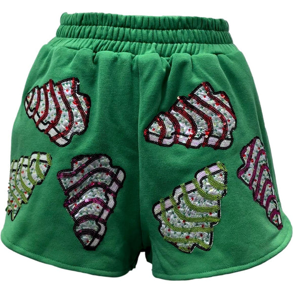 Green Little Debbie Trees Shorts- Women's