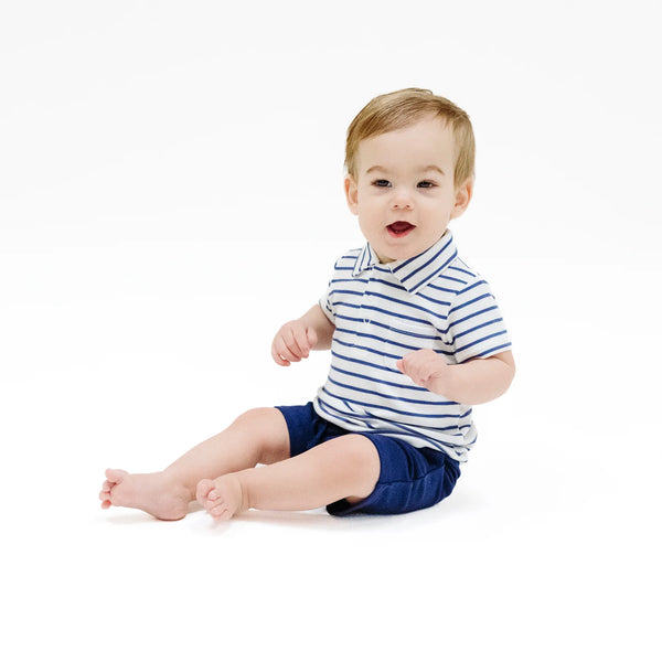 Stripe Vintage Blue Rib Short Set