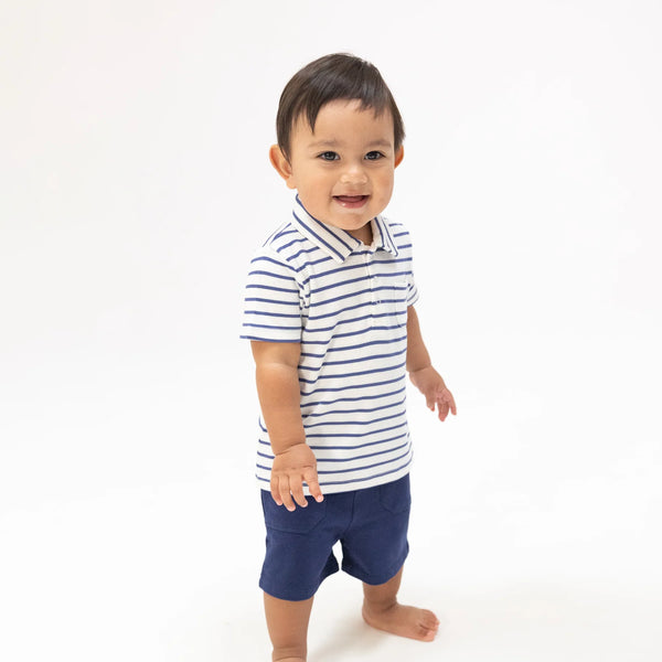 Stripe Vintage Blue Rib Short Set