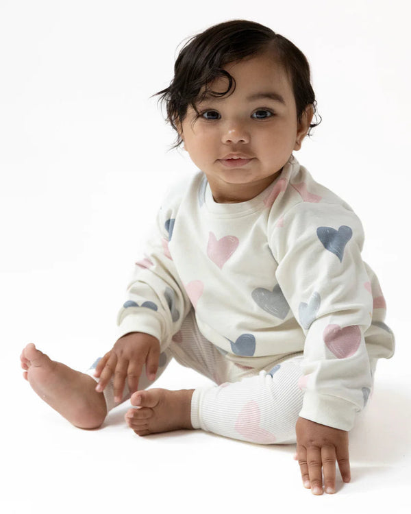 Hearts French Terry L/S Sweatshirt W/ Legging