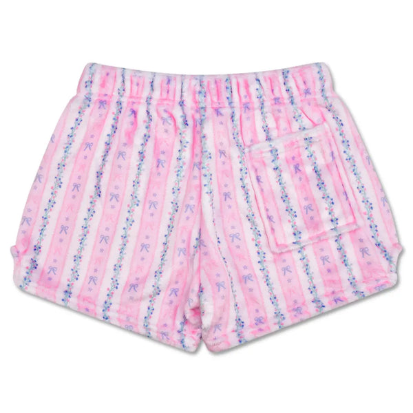 Floral Stripes Plush Shorts
