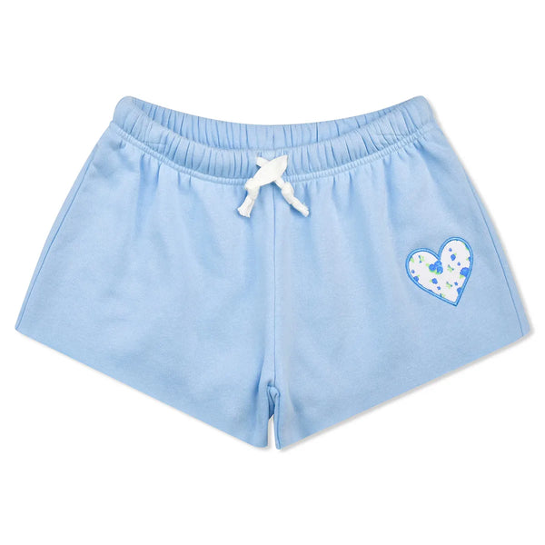 Blue Floral Sweat Shorts