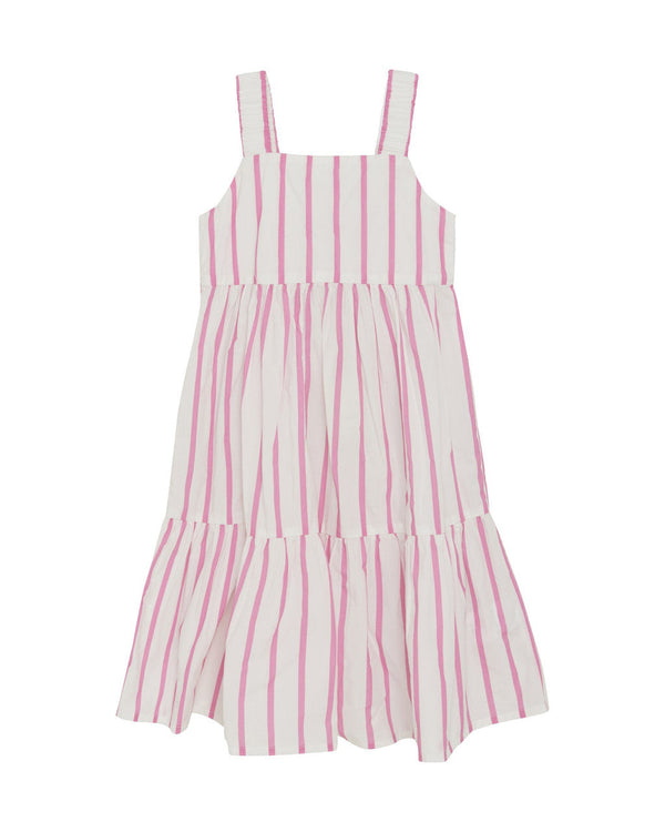 Pink Stripe Tiered Dress