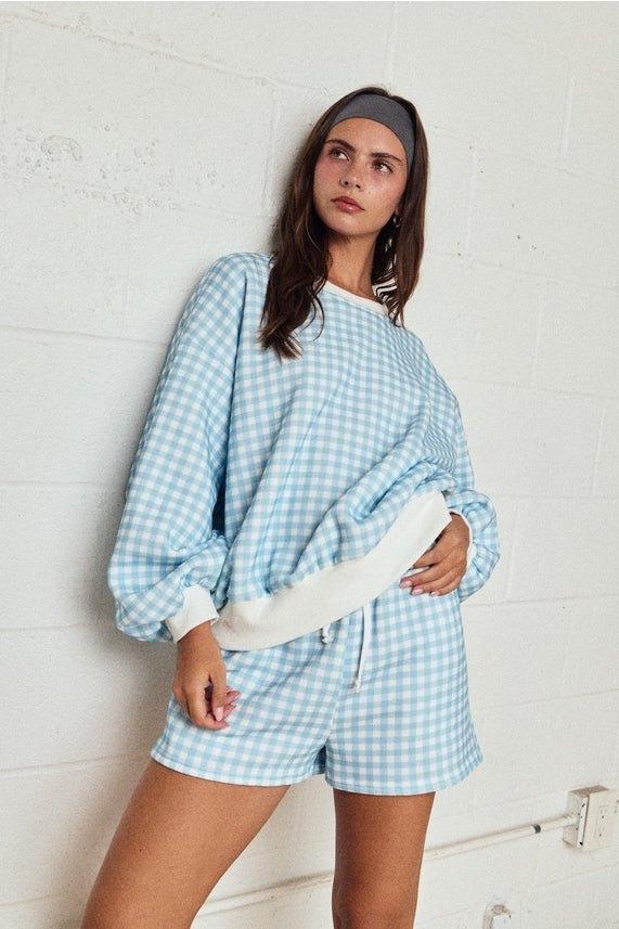 Blue Gingham Lounge Set