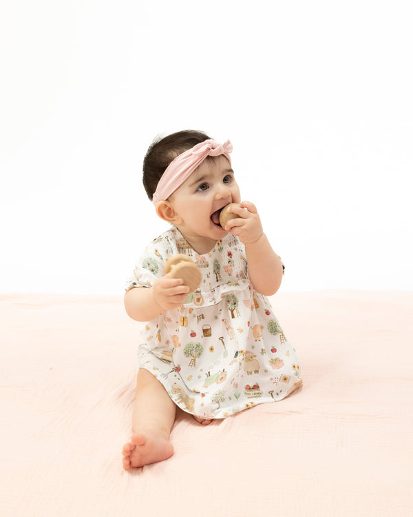Cute Farm Animals Smocked Skirted Bubble