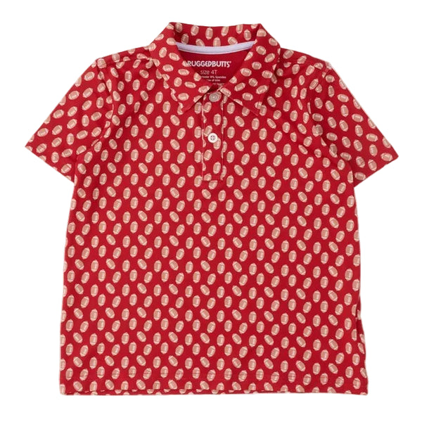 Varsity Red Football Frenzy Performance Polo