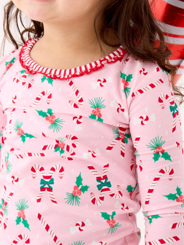 Holly Candy Canes LS Pajama Set