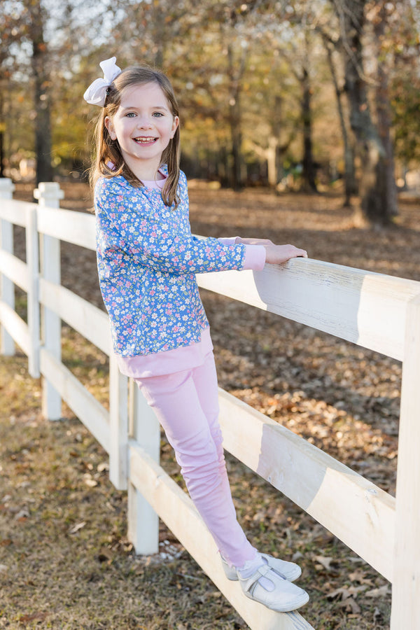 Light Pink Scalloped Leggings- Fall Floral Collection