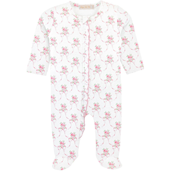 Sweet Bows Ruffle Zipper Footie