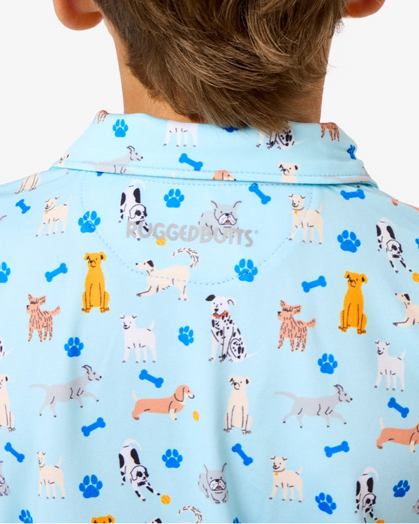 Performance Knit Polo- Tiny Puppy Playtime