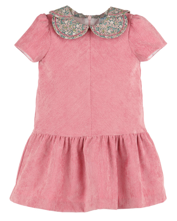 Cord Petal Print Dress- Rose