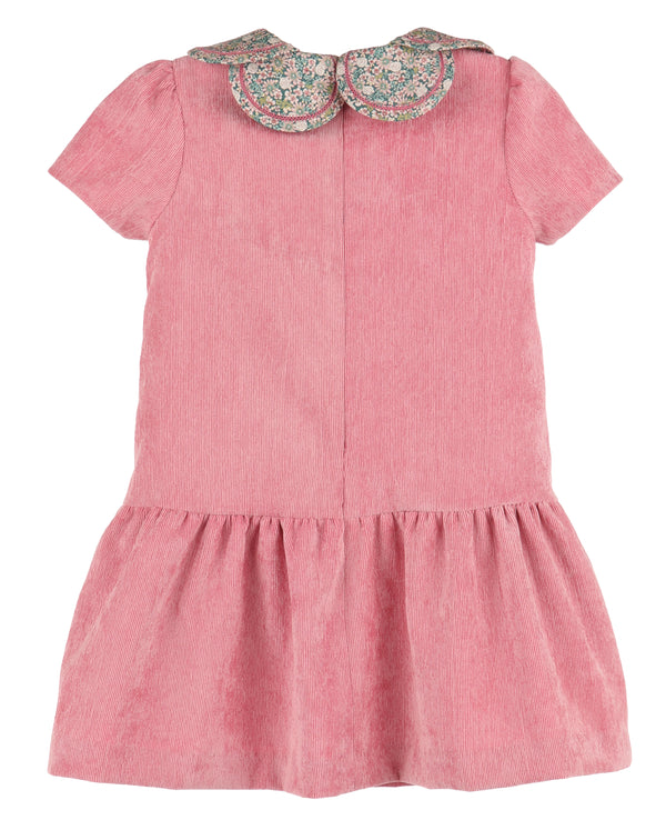 Cord Petal Print Dress- Rose