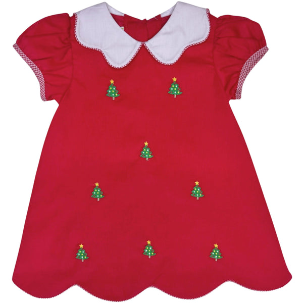 Christmas Tree Kendall Dress- Red Cord