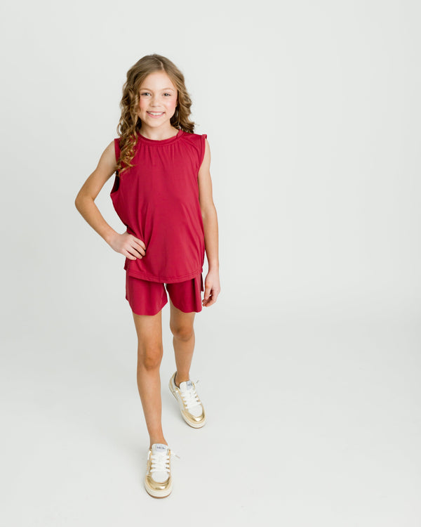 Maroon High Low Tank