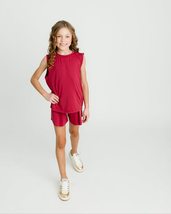 Maroon Butterfly Shorts