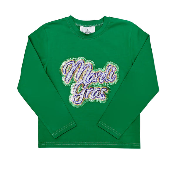 Green Mardi Gras Sequin Shirt