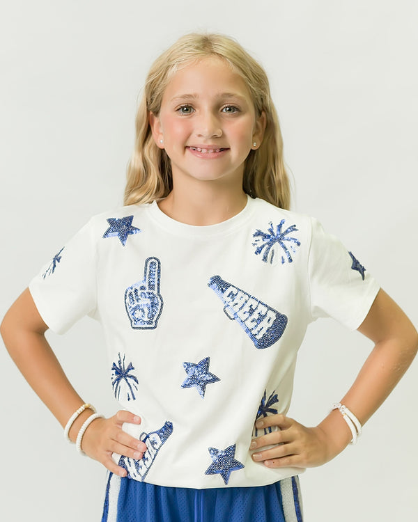 Royal Blue And White Cheer Shirt