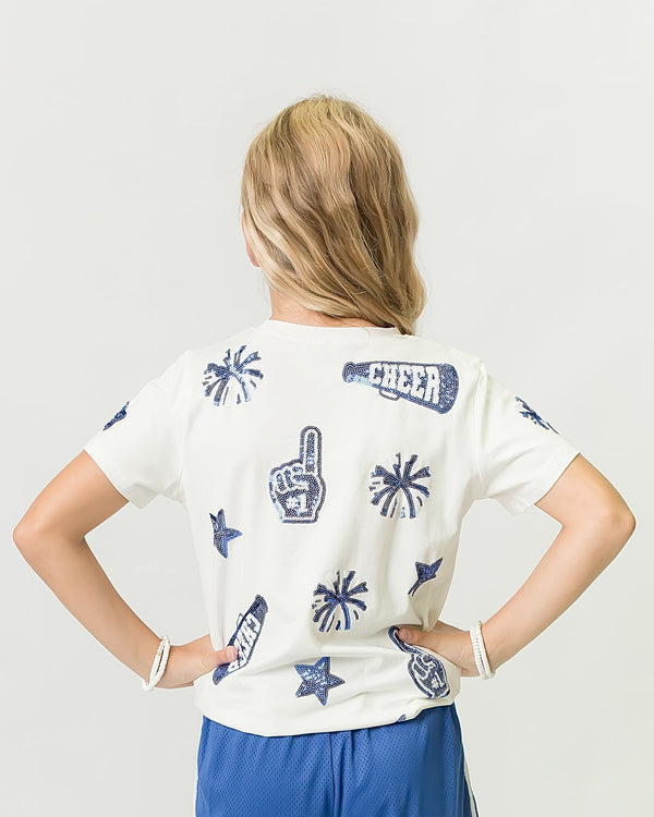 Royal Blue And White Cheer Shirt